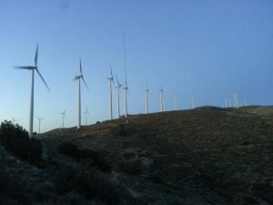 Wind Turbine on the ridge above Oak Creek Canyon Near Tehachapi Pass